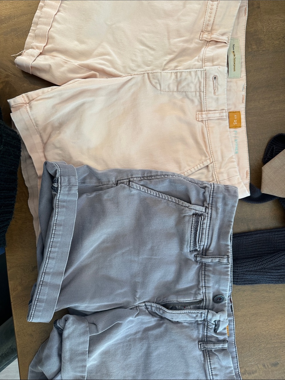 Pilcro Pastel Pink and Light Gray Jean Shorts Set